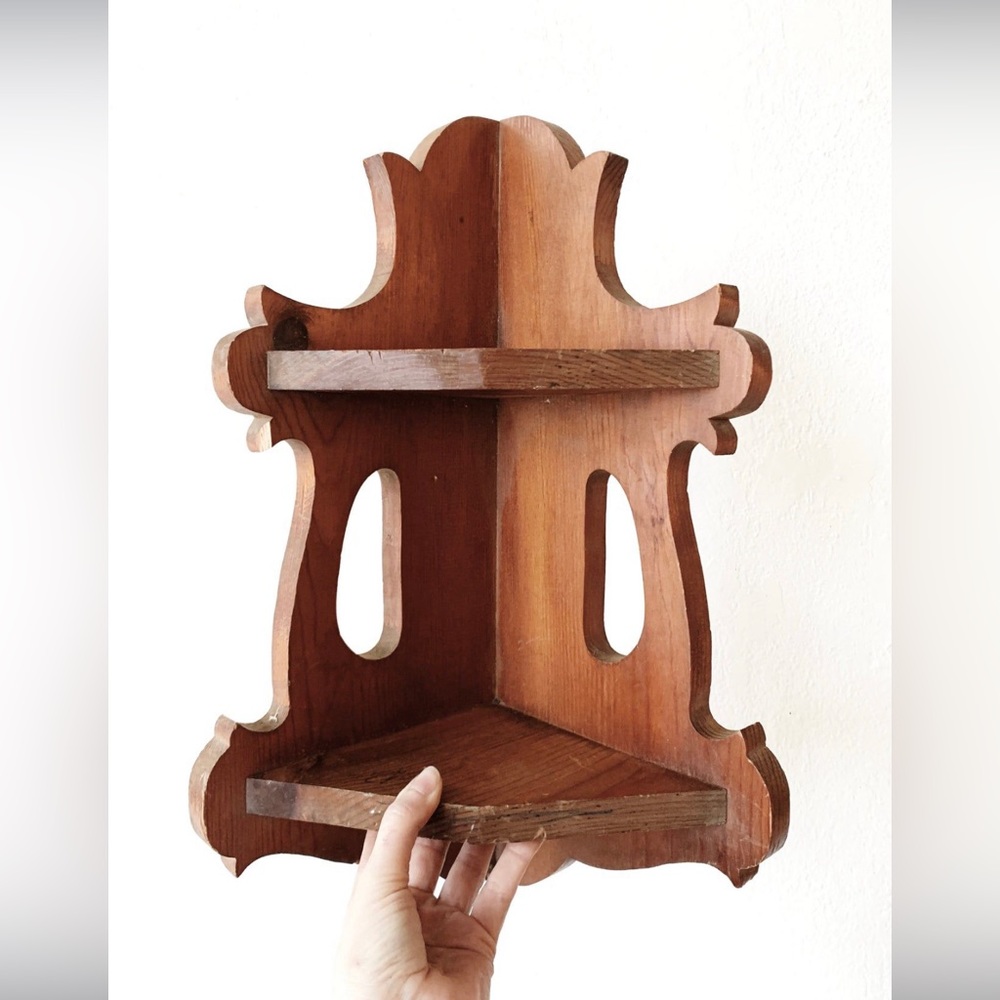 Vintage Wooden Floating Corner Shelf